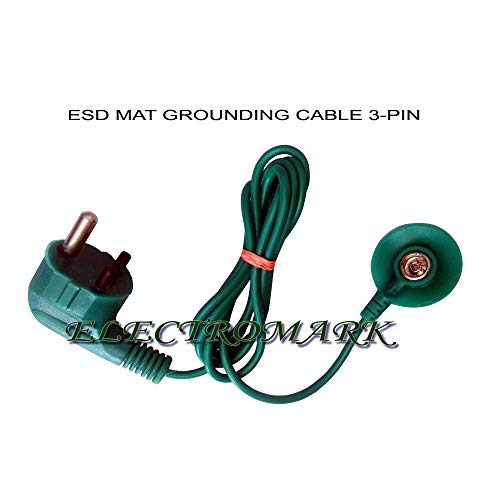 Electromark ESD Grounding Cable with 3 pin top - 1.5mtr, 1 Mega ohm resistor in series, ESD, Static Control, EMF Radiation Fabrics,-Blue