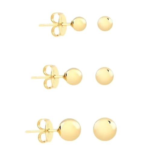 Trio de brincos Bolinha antialérgico Banhada Ouro 18k 3 pares