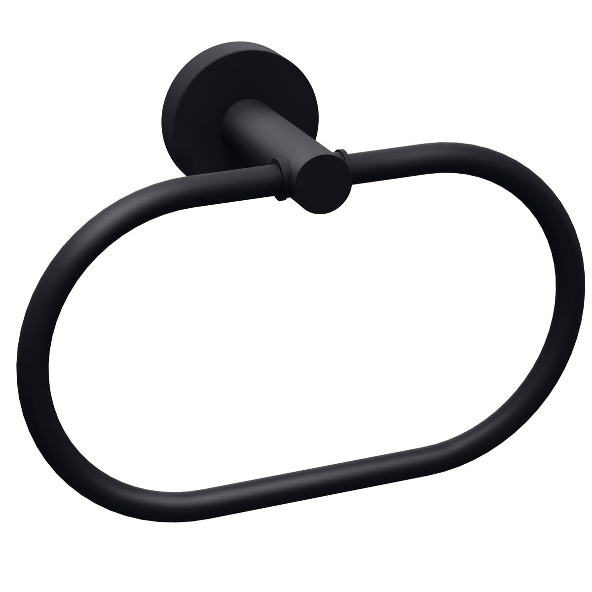 tesa Anilla de Toallas Moon Black, Negro Mate, autoadhesiva, tecnología de Montaje Adhesiva, 53 mm x 184 mm x 130 mm