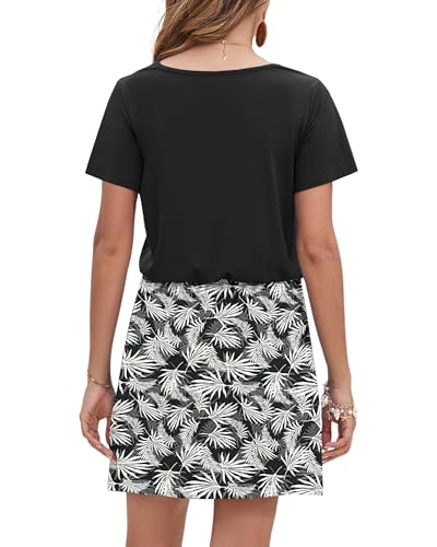 Image of AUSELILY Womens Summer Dresses 2026 Causal Short Sleeve V Neck Tie Front Mini Short Dress with Pockets
