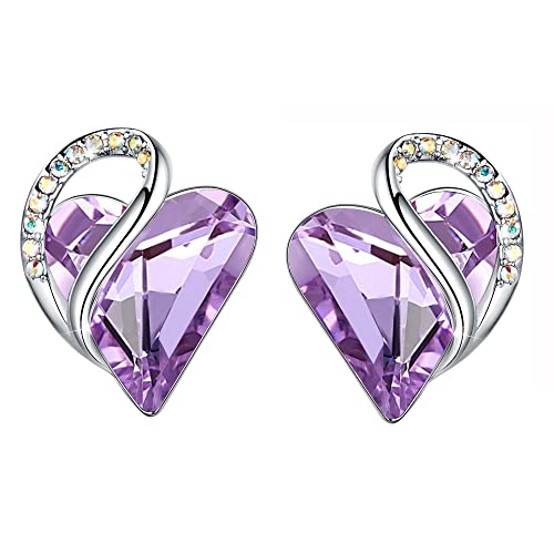 Leafael Infinity Love Heart Stud Earrings For Women, Silver Tone Fashion Statement Jewelry For Girls, Birthday Gifts For Daughter Mom Wife Her, June Birthstone Crystal, Alexandrite Light Purple #TOP23