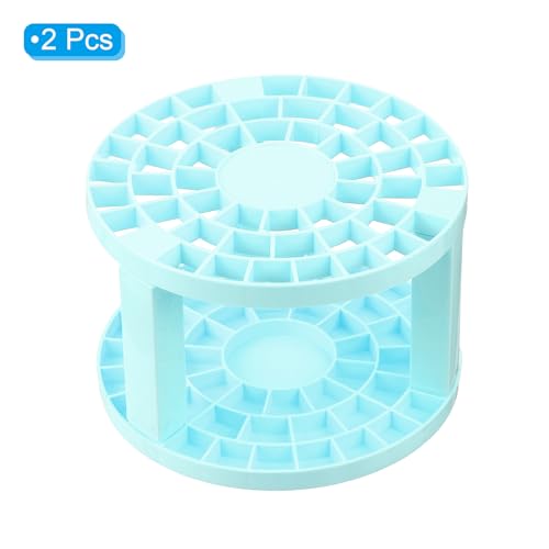 Image of PATIKIL 2pcs Paint Brush Holder, Paint Brush Storage Organizer 49 Holes Plastic Paint Storage Desk Stand Round for Artist Desk Makeup Pencil, Blue