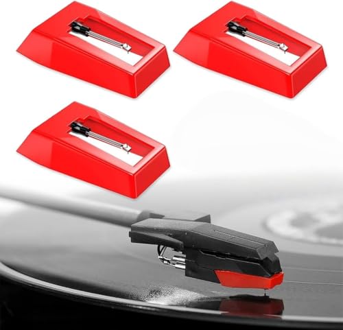 QHFlashbuy Aiguille Tourne Disque,3 Pièces Universelles Remplacement Aiguille pour Platine Vinyle,Saphir Platine Vinyle Durable Diamant Platine Vinyle Pour...