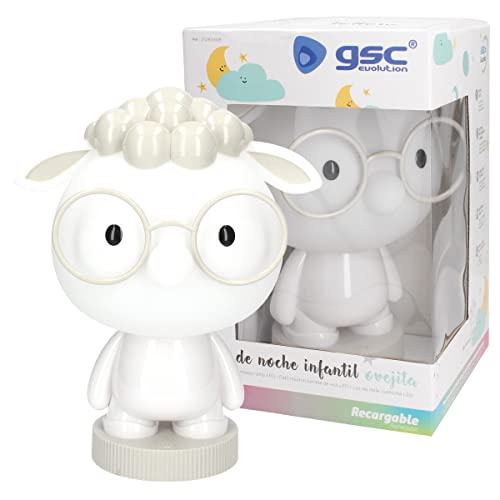 gsc evolution - Luz nocturna infantil LED Ovejita RGB con intensidad regulable y batería recargable, 7 modos de luz, Lámpara de mesa, lámpara portátil y decoración para habitación Regalo para niños