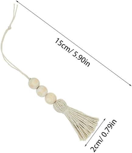 Miniatura 7 de 8 borlas de cuentas de madera, guirnaldas de cuentas de madera rústicas, cuentas de oración para decoración de pomo de puerta del hogar, 8 unidades