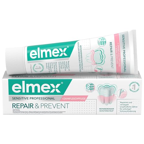 elmex Zahnpasta Sensitive Professional Repair & Prevent 75 ml – medizinische Zahnreinigung für sofortigen*, anhaltenden Schutz – beugt Zahnfleischrückgang & neuen Schmerzen vor elmex Zahnpasta Sensitive Professional Repair & Prevent 75 ml – medizinische Zahnreinigung für sofortigen*, anhaltenden Schutz – beugt Zahnfleischrückgang & neuen Schmerzen vor