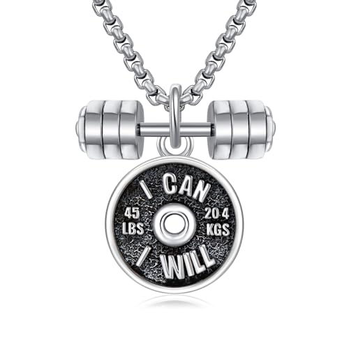 PELOVNY Hockey Soccer Dumbbell Boxing Necklace S925 Sterling Silver Sports Pendant Jewelry Gifts for Men Women