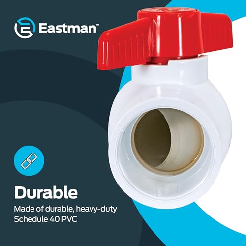 Image of Eastman 2 Inch IPS Schedule 40 PVC Ball Valve, Quarter Turn Ball Valve, White, 20087