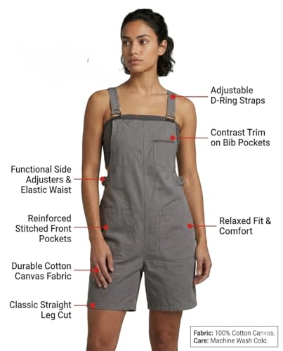 Image of BedazzleWomen's Cotton Short Dungaree Romper - Solid Grey Overalls for Casual Summer Outfits, Available in FreeSize