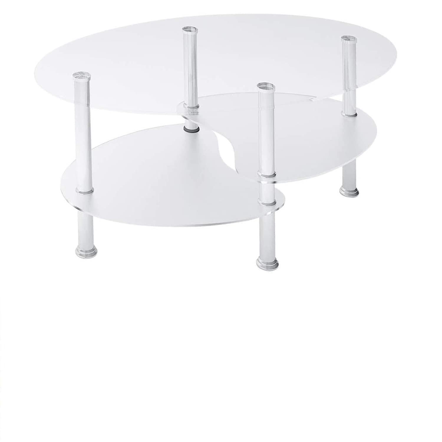 Amazon.co.jp: Simpolu ガラステーブル 楕円 3段 幅88cm 強化ガラス天