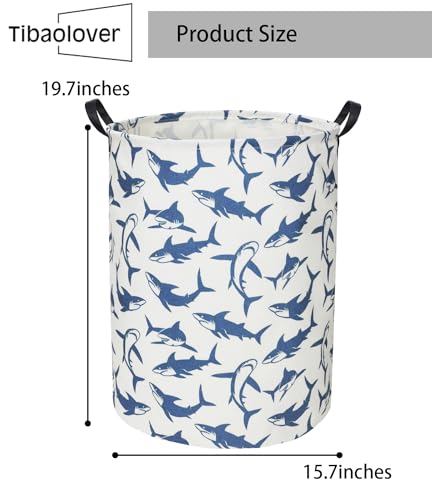 Image of Shark Kids Laundry Basket Baby Hamper Shark Toy Storage Bin for Boys Room Decor Baby Nursery Hamper Gift Baskets for Bedroom Bathroom(Blue Shark)