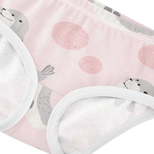 Wusikd Seals Balls Gray Girls' Underwear Cotton Pink Girls Briefs Soft Toddler Underwear 2T4
