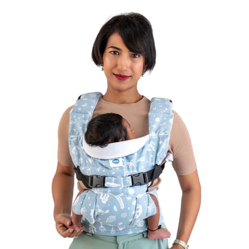Image of SOULSLINGS 4-in-1 Lali Baby Carrier Bag - Frost | Compact & Lightweight (400g) | Adjustable for 0-24 Months (4-15kg) | Machine Washable & Handwashable | Breastfeeding Friendly