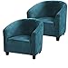 TOPCHANCES Velvet Club Chair Slipcover , 2 Pack Hight Stretch Removable Soft Tub Chair Slipcover Armchair Cover Slipcover for Living Room Barrel Chair (Deep Water Blue)