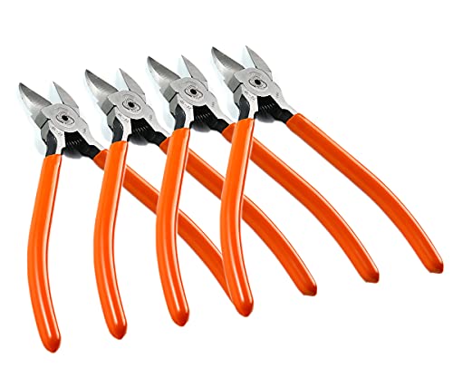 Paquete de 4 alicates de corte diagonales pequeños cortadoras de alambre, herramienta de reparación, 6 pulgadas Cover
