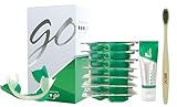 Opalescence GO 15 Whitening Bundle - (7 Treatments) Hydrogen Peroxide Prefilled Teeth Whitening Trays and Travel Original Whitening Toothpaste 1 Oz - Mint Flavor - Includes Toothbrush 6238-1T