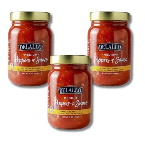 Top 10 Picks for the Best Jar Sauce for Sausage and Peppers 8 DeLallo Peppers and Sauce, Medium Spice, Homestyle Tomato Sauce with Bell Pepper Chunks and Zesty Banana Peppers, For Italian Sausage and Pasta, Non-GMO, Gluten-Free, Vegan, 16 oz Jar