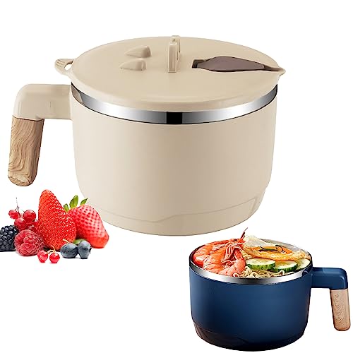 Jauhmui Ramenschüssel Instant Stahl Ramen Bowl 1000 ml Nudelschale( Beige) – Ansicht 1