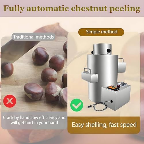 Commercial Electric Chestnut Peeler Machine - 300W/550W Chestnut Sheller with 18 Blades, Timer & Buzzer for Various Chestnut Sizes - 220V Peeling Tool