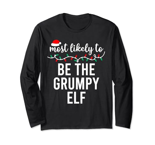 Camicia con scritta "Most Likely To Christmas", pigiama per la famiglia Maglia a Manica