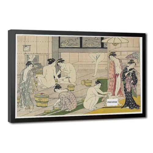 Poster Kiyonaga Bathhouse Women de Torii Kiyonaga impression haut de gamme sur toile canvas