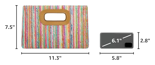 Top Handle Straw Clutch Handbag