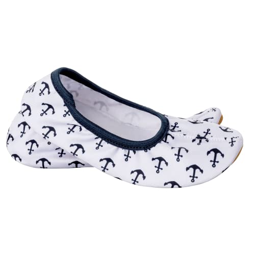 Siegertreppchen® Zapatillas deportivas con diseño de ancla (talla 24-40), zapatillas de gimnasia para niñas y niños, zapatillas de ballet transpirables y antideslizantes, Diseño de ancla, 36 EU Cover