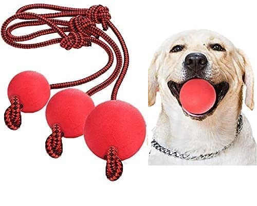 Xrten 3 Pcs Juguetes para Perros con Cuerda de Pelota de Goma, Pelota de Goma Perro Lanzador de Bola Interactiva para Mascotas Jugando Ejercicio de Entrenamiento