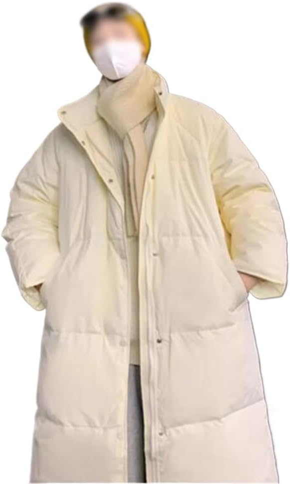 VIDI Down Jacket Warm Men's Duck Standing Collar Versatile Loose Medium Long Coat