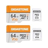 GIGASTONE 64 GB Micro-SD-Karte, 2er-Pack, V30 4K-Videoaufnahme, Überwachung, Überwachungskamera, Dashcam, Drohne, 95 MB/s MicroSDXC-Speicherkarte UHS-I Klasse 10, mit Adapter