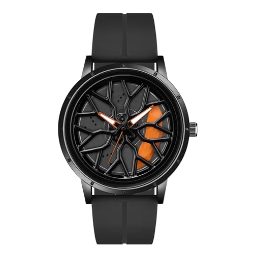 Image of Shocknshop RevolveX Rotating Hollow Wheel Hub Creative Fashion Analog Silicone Magnetic Strap Wrist Watch for Men Boys -WCH368