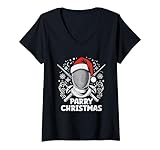donna parry christmas sword epee scherma spada fencer atleta maglietta con collo a v