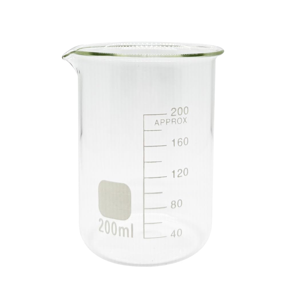 1pcs 100/25/250ml/150ml/200ml G3.3 vetro borosilicato basso forma Becher Chimica Lab parete pesante resistente al calore-resistere scala tazza di misurazione (200ml-CINA)