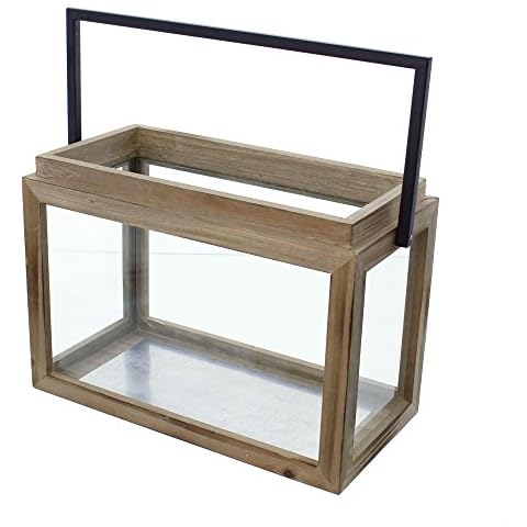 Linterna de Madera Natural con 4 Lunas de Cristal Cover