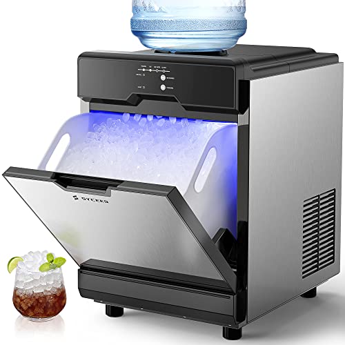Nugget Ice Maker Countertop, 55lbs-Daily Output, 13lbs Storage, Fast 7-Min Sonic Ice, 2 Water-Fill Option, Self-Cleaning Pellet Ice Machine for Home, Office, and Commercial Use