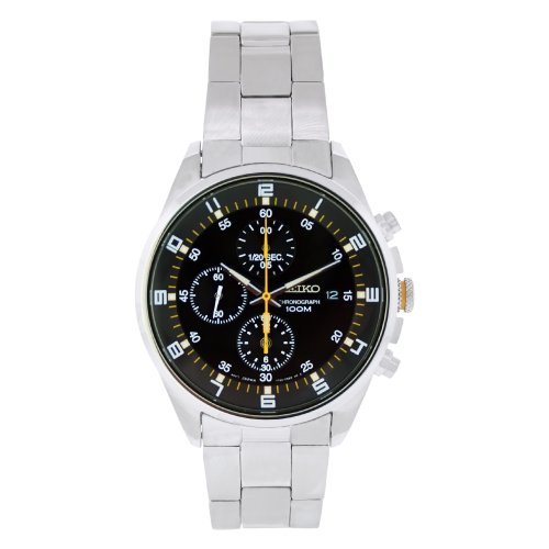 Sieko Men's SNDC89 Stainless Steel Analog with Black Dial Watch