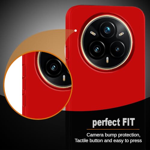 Image of Back Cover for Realme 14 Pro Plus 5G | Full Camera Protection | Premium Liquid Silicon Case | Flexible Bumper Case for Realme 14 Pro Plus 5G (Red)