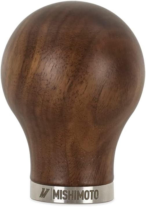 Mishimoto Walnut Wood Round Steel Core Shift Knob - Unique Grain, Weighted Grip, Universal Thread Adapters