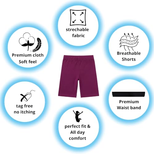 Image of Joe & Joe Shorts for Girls Premium Cotton Lycra Cycling Shorts - Pack of 2 | Inner Shorts for Yoga & Sports & School Uniform.