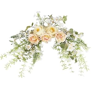 Artificial Swag Flowers Floral Swag Artificial Peony Arch Swag Artificial Greenery Flower Swag Spring with Green Leaves for Home Front Door Wedding Arch Garden Party Tabletop Wall Decor