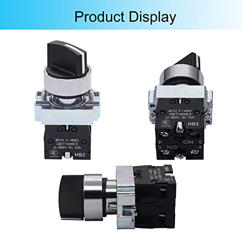 Twtade / 2Pcs 22Mm Selector Switch 2 No 3 - Positions Maintained Latching Rotary Selector Switch 440V 10A Xb2-20X/31-Hb2-Bd33 #TOP5