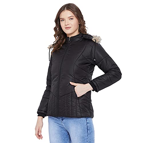 Image of VERO AMORE Women's Black winter wear full sleeve solid parka Jacket-2072A