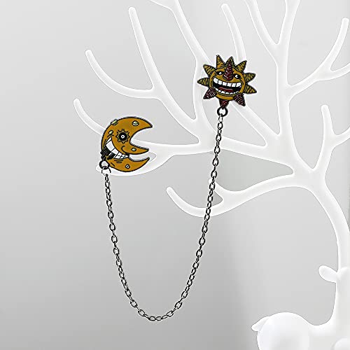 Soul Eater Anime Enamel Pins Set, Manga Cosplay Evil Sun And Moon With Black Chains Brooch Badges Lapel Pins For Backpack Collection Jewelry Accessories (Moon And Sun) #TOP2