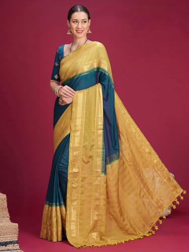 Image of AKHILAM Women's Mysore Silk Ombre Woven Design Saree With Unstitched Blouse Piece (KUSUM4101 NSM Parent)