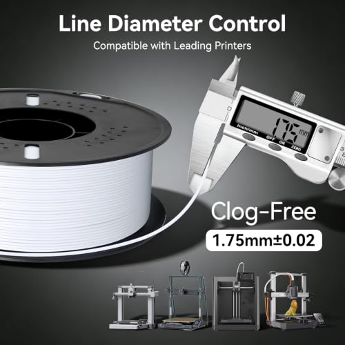Image of Kingroon PETG 3D Printer Filament, High Strength, Low Warping, Odorless, Dimensional Accuracy + /- 0.02 mm, 1kg Spool(2.2lbs), 1.75 mm, White