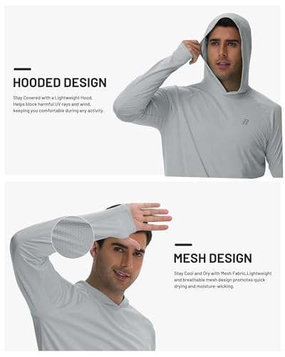 Runhit UPF 50+ Fishing Shirts for Men Long Sleeve Sun Protection Hoodie Lightweight Outdoor Workout Hiking Running Rash Guard2