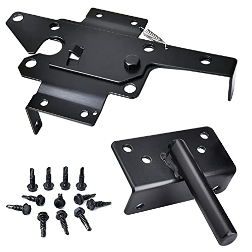 VIGRUE Self-Locking Gate Latch - Heavy Duty Automatic Gate Latch - Fence Gate Lock with Fasteners Hardware for Secure Pool, Yard, Garden, Black