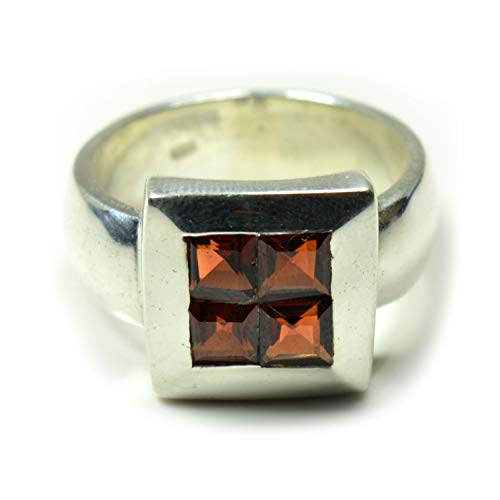 Bague en argent véritable grenat rouge naturelle de forme carrée fait main