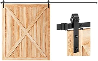EaseLife 12 FT Sliding Barn Door Hardware Track Kit,Basic J Pulley,Slide Smoothly Quietly,Easy Install (12FT Track Kit for 72" Wide Single Door)