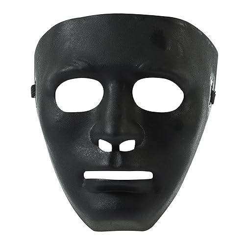 Komonee 1 x Halloween Mask Plain Black Costume Adult Outfit Scary Spooky Horror Party Face Fancy Dress Cosplay For Men Women